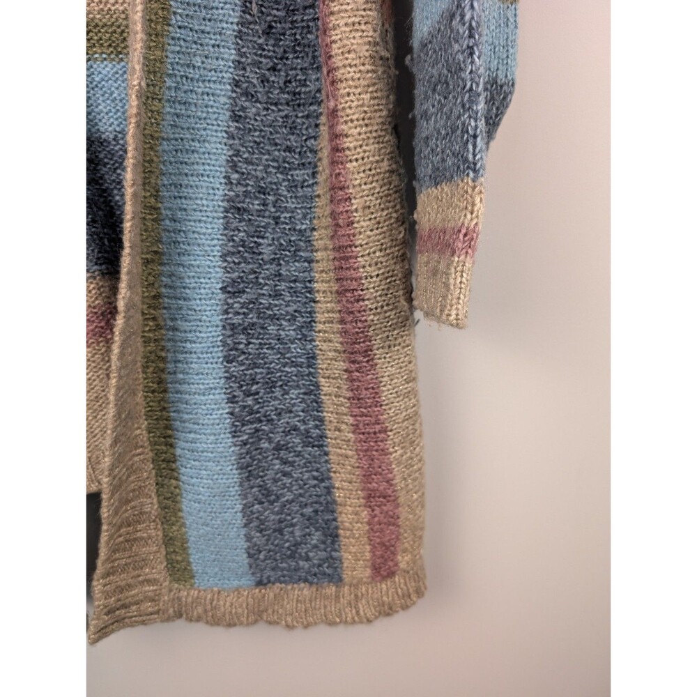 LIZ CLAIBORNE Acrylic Open Front Cardigan Sweater Size 1X Multicolor Stripes - Picture 4 of 10